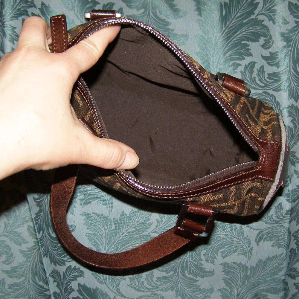 FENDI Zucca Small bag Top handle Satchel AUTHENTIC - Picture 12 of 13